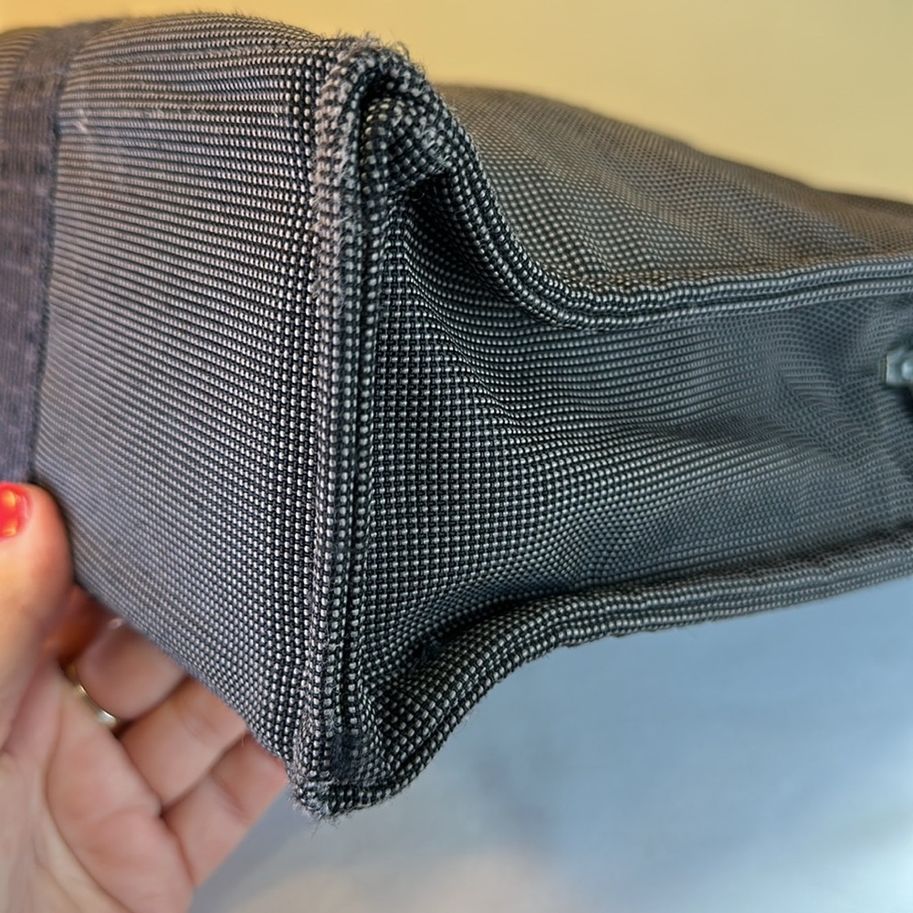 Hermes Heavy Canvas Vintage Zip Tote Gray w/H Design on Web straps Holds Laptop - Picture 10 of 14